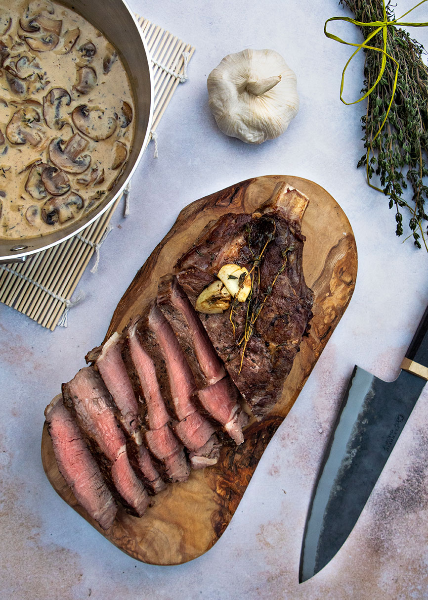 Rib-eye Steak with Mushroom sauce - Knepp
